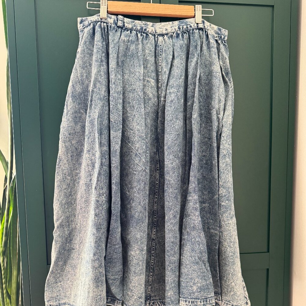 Vintage Acid Wash Denim Circle Skirt Size 16